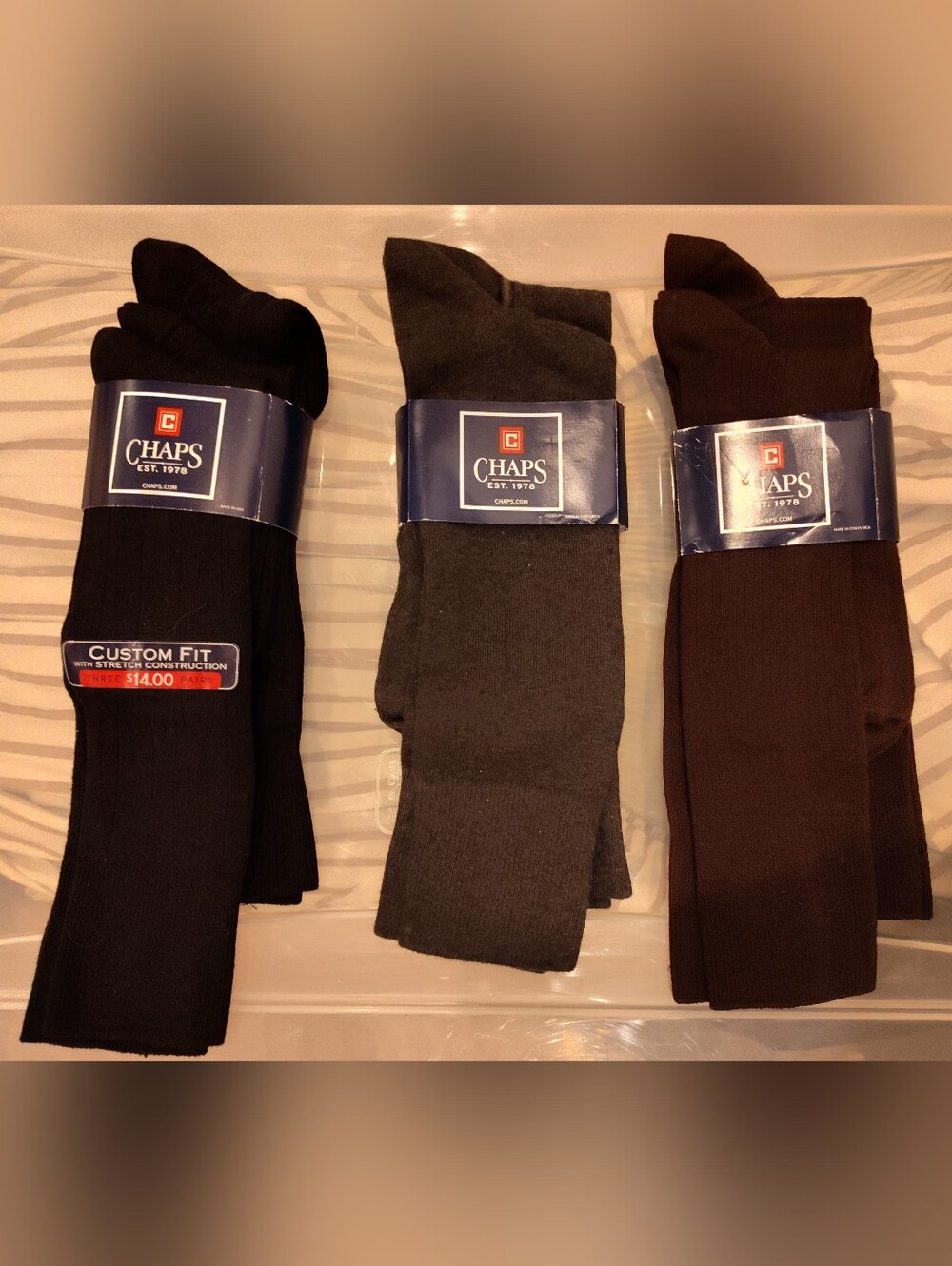 Chaps Men's Dress Crew Socks - Black, Gray, Brown - 3 Pack